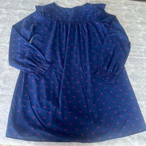 Crewcuts Navy Dress with Red Heart Print XL (12-14)